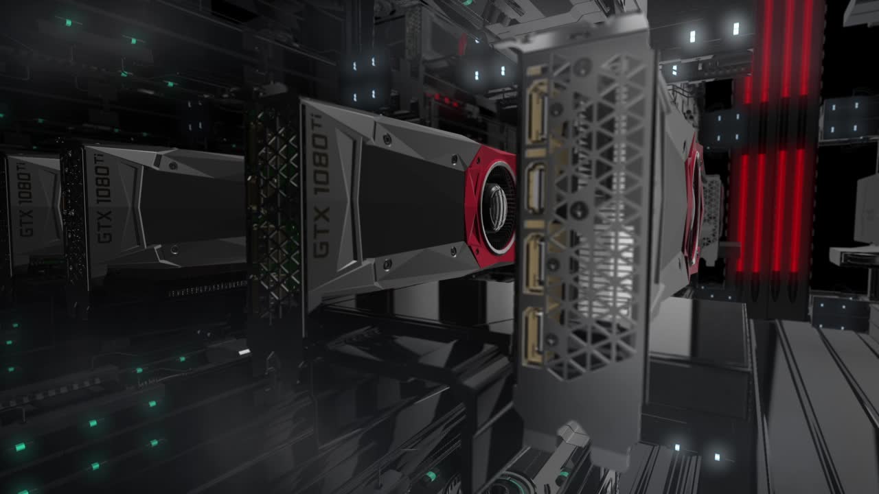 una pared de tarjetas gráficas nvidia gtx 1080 ti