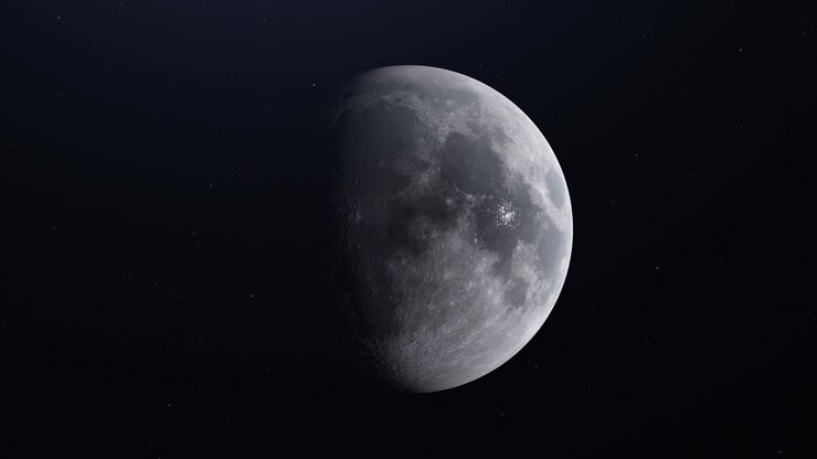 Lua Ultra Realista no Espaço girando e se afastando, estrelas ao fundo - 4K