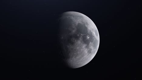luna ultra realista en el espacio girando y alejándose, estrellas en el fondo - 4k