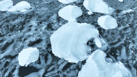 tilting and panning to show the interesting ice formations on the surface of the lake