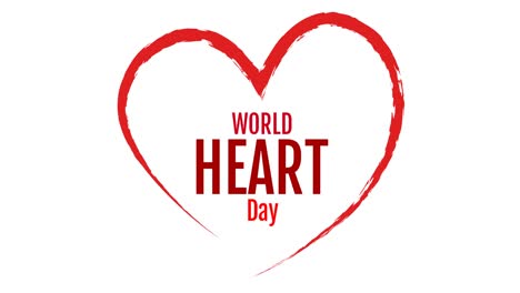 Animation-of-world-heart-day-text-over-heart-on-white-background