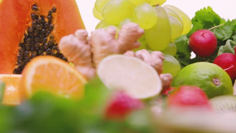 fresh fruits and vegetables on table