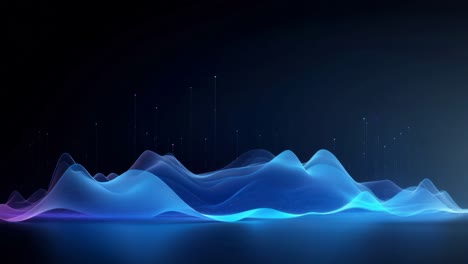 Futuristic video concept of glowing blue waves in a digital landscape
