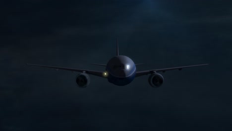 camera pans around a logo free airplane flying during a night sky