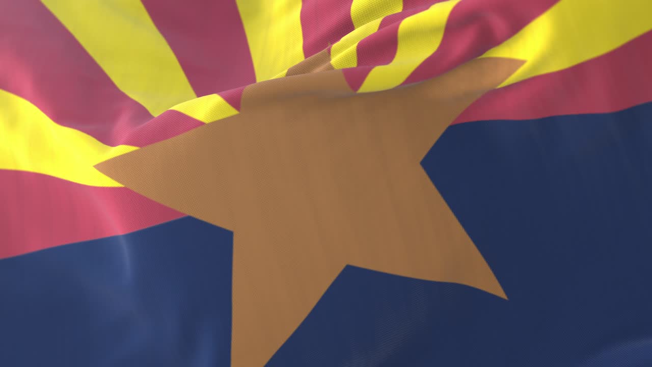 Bandiera dello stato dell'Arizona, regione degli Stati Uniti, che sventola al vento - loop