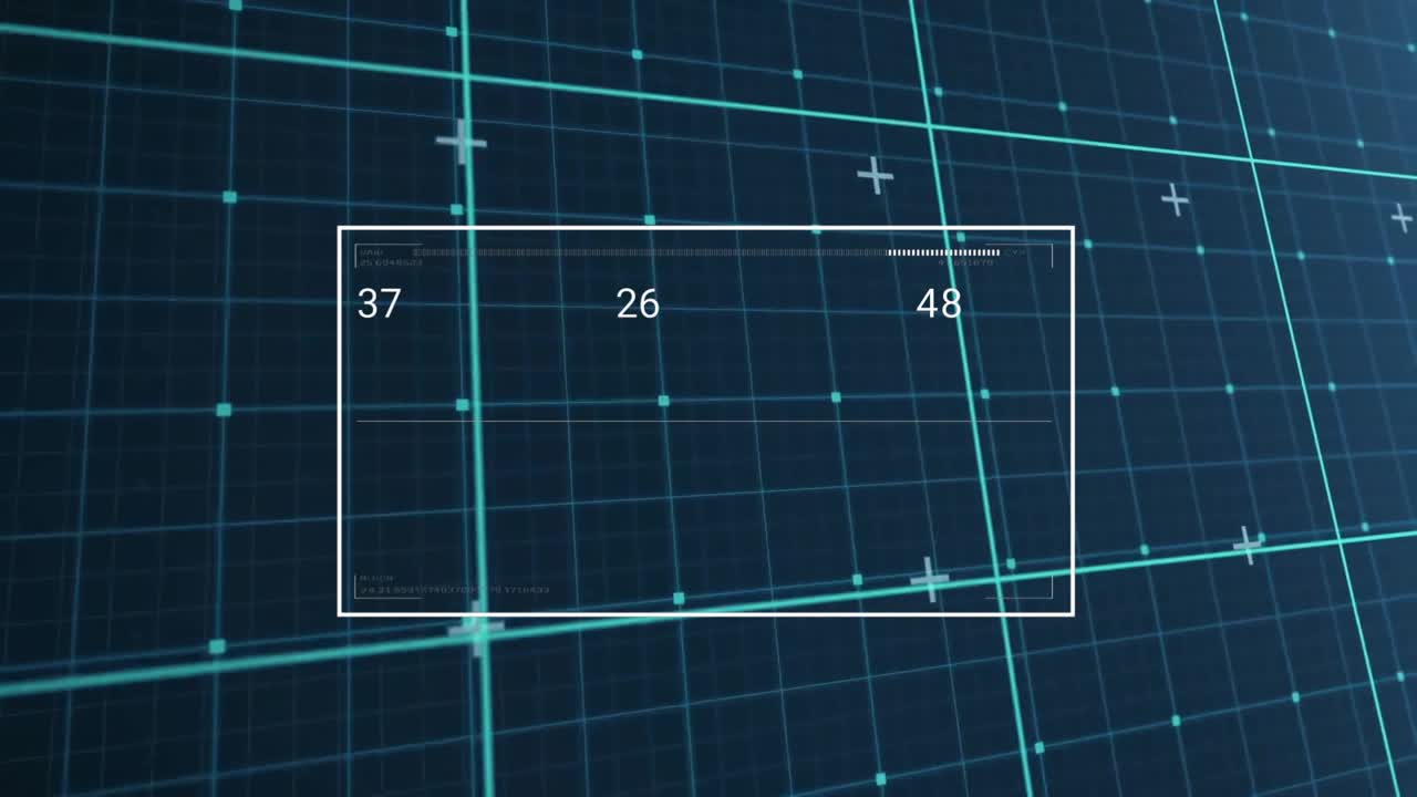 Animation of financial data processing over dark background