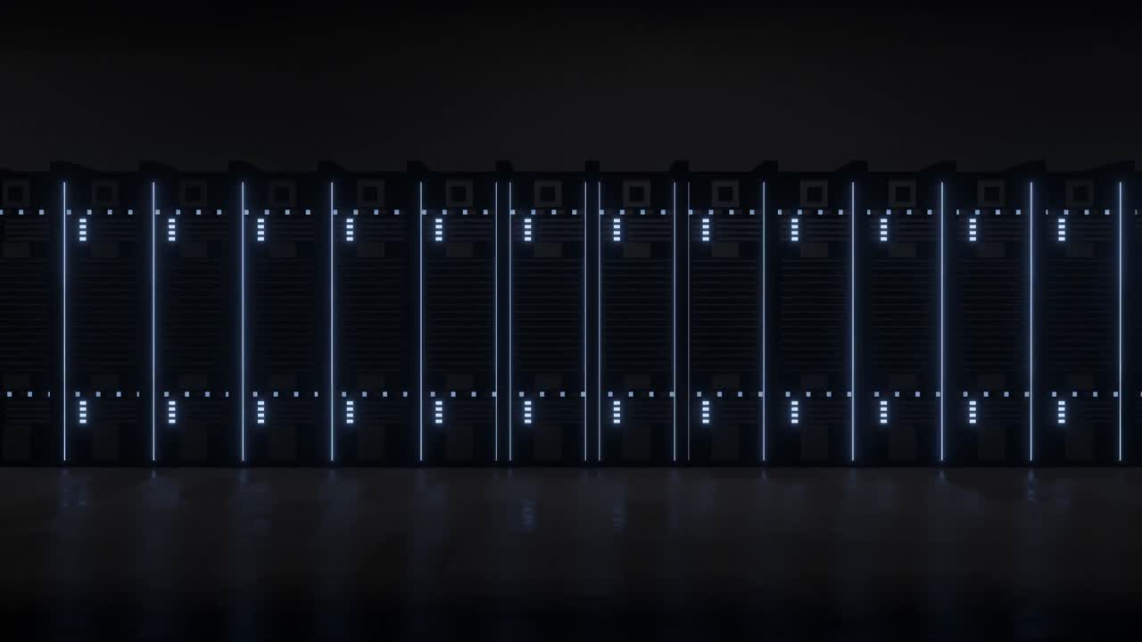 animación de luces parpadeando en los servidores en la sala de servidores