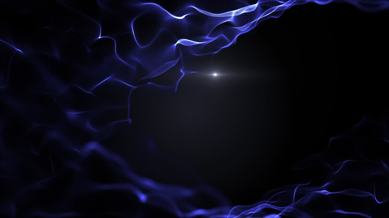 fluido abstracto, fondo líquido. imitación techno azul de las ondas, que se mueven sobre un fondo negro. luz borrosa mirada blanca está dentro de las ondas. 4k.