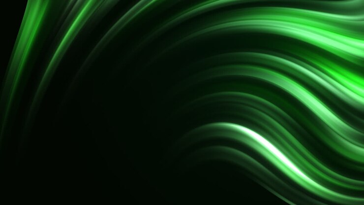 Movement of swirling wavy glowing liquid. Gradient abstract green background animation. Looped screensaver.