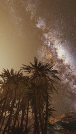 milky way over desert palm trees