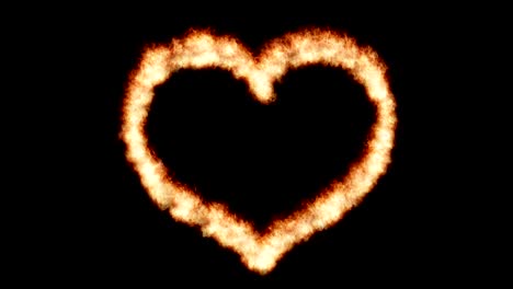 burning heart isolated on black background. seamless loop.