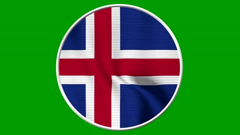 iceland circular flag loop - realistic 4k flag waving in the wind