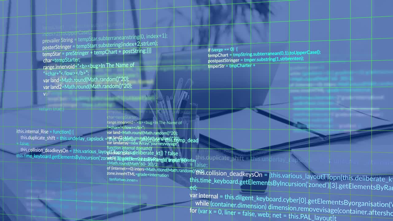 animazione dell'elaborazione dei dati sulla rete di griglia rispetto alla vista della scrivania dell'ufficio