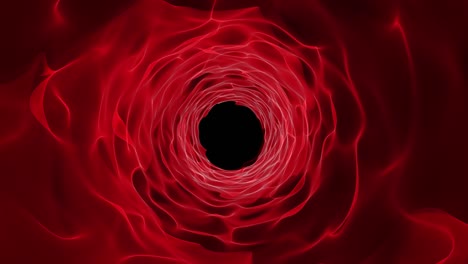 3d rendering of a tunnel formed by a sea of red waves