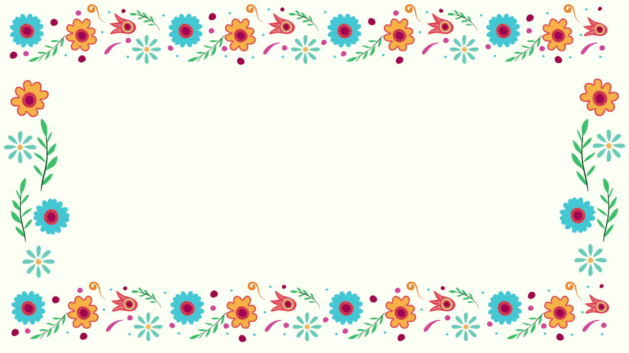 animación viva mexico con marco cuadrado floral