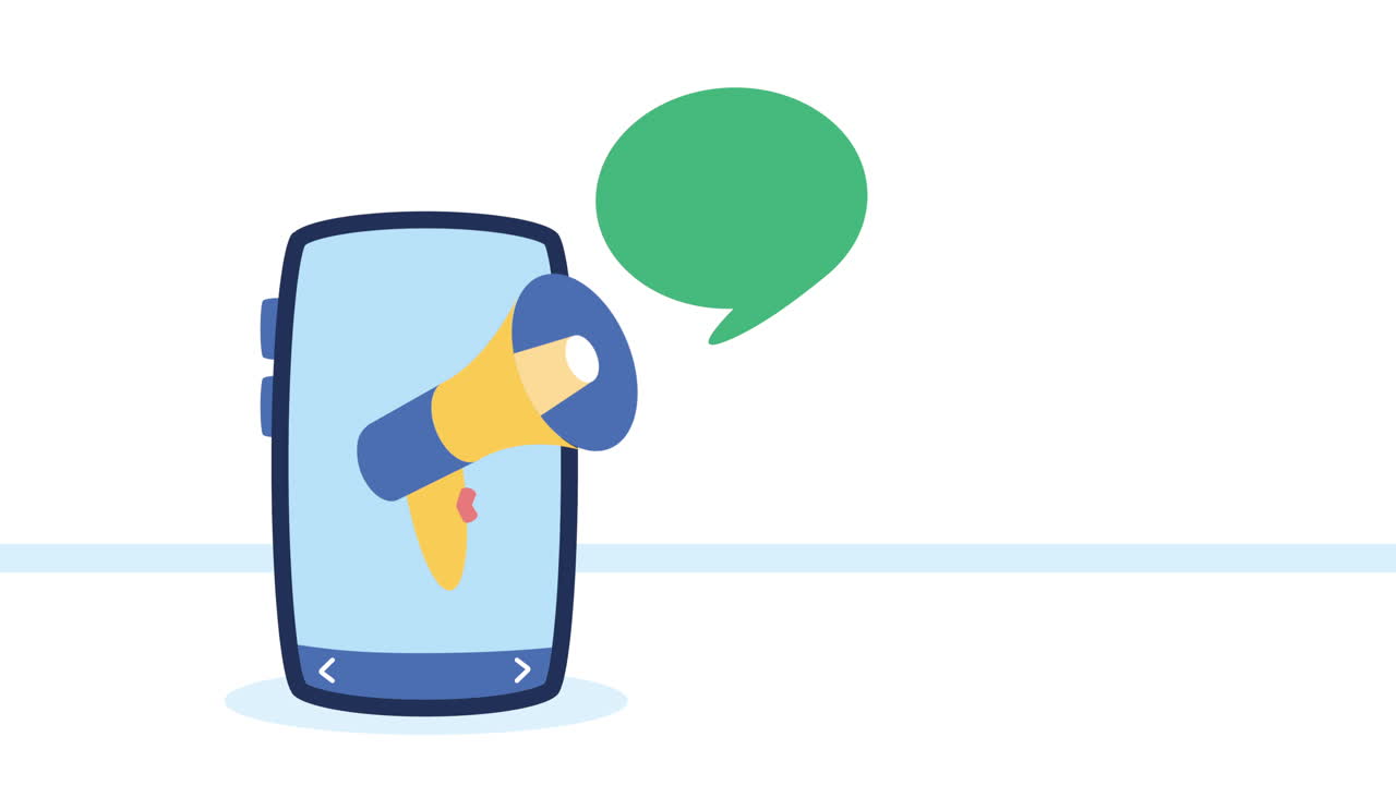 메가폰 장치와 함께 스마트 폰 오디오 애니메이션