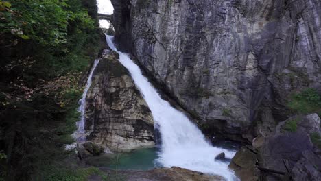 Bad-Gastein,-the-fast-flowing-waterfall-that-rips-through-the-center-of-this-small-spa-town-in-the-alps