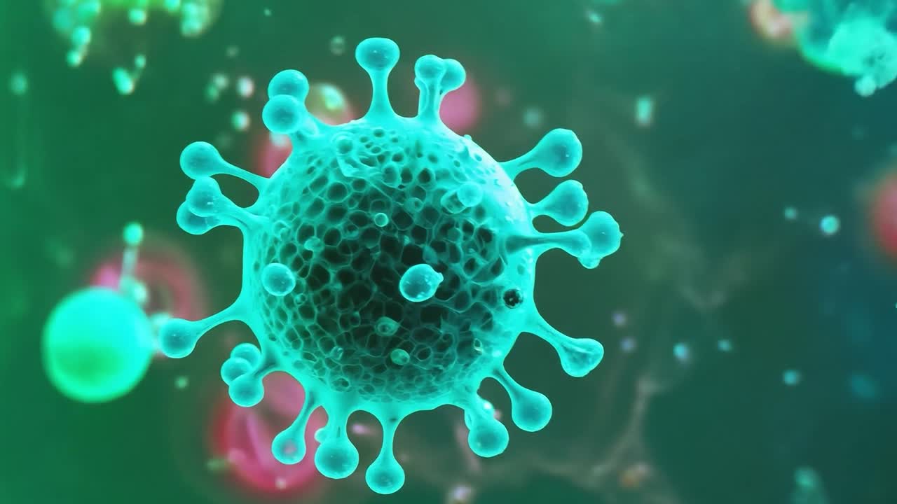 un primer plano de un virus bajo un microscopio