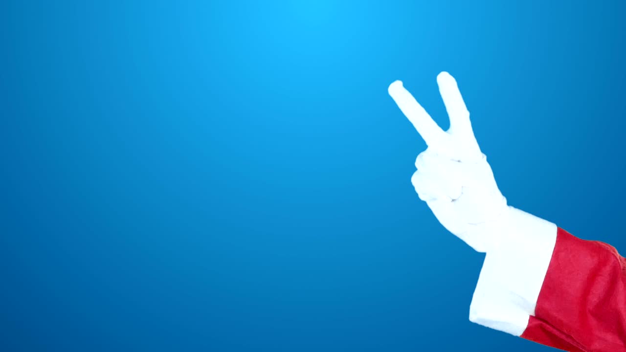 산타클로스 평화와 승리의 표지판 크리스마스 그린 스크린 4k 크로마 키