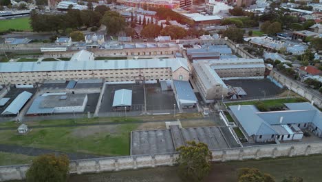 orbit shot of famous fremantle prison, perth city, western australia