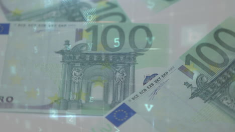 animation of data processing over banknotes