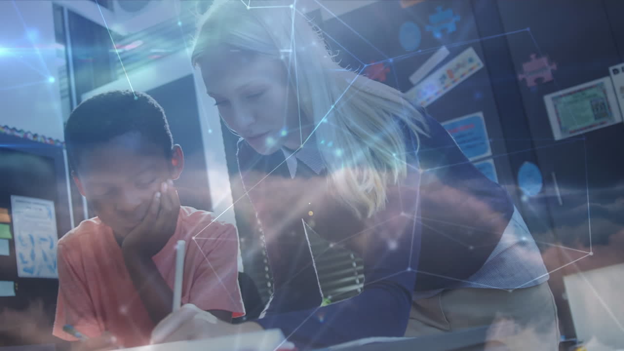 animación de la red de conexiones entre maestros y escolares