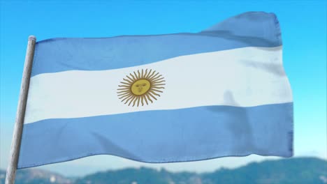 fully loopable cgi 3d animation of argentinian flag fluttering in close-up