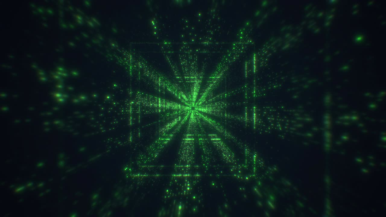 Technology Tunnel. Motion graphic 4K flying into digital technologic tunnel