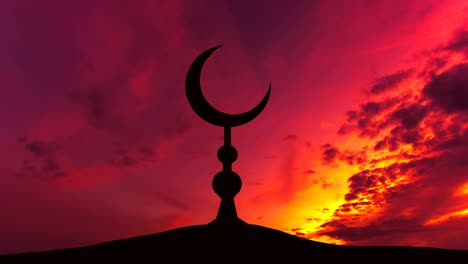 the islam symbol against the background of the sun. time lapse