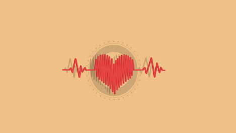 animation of heart icon moving on orange background