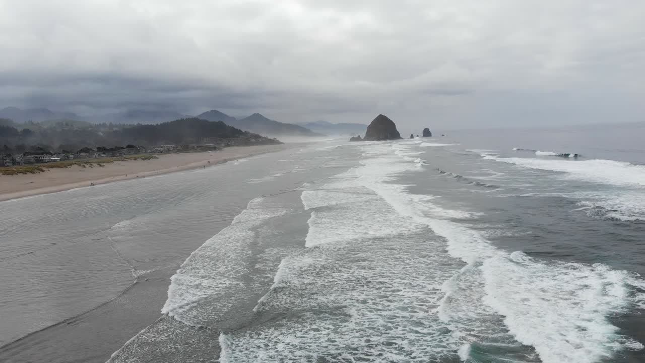 Drone arial over west coast beach sunset