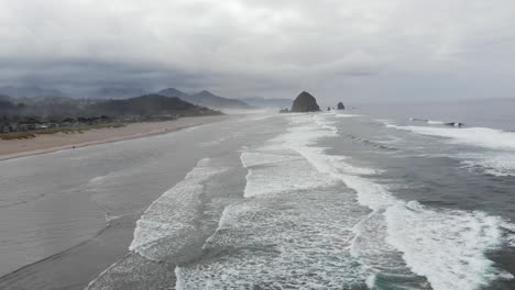 drone arial over west coast beach sunset