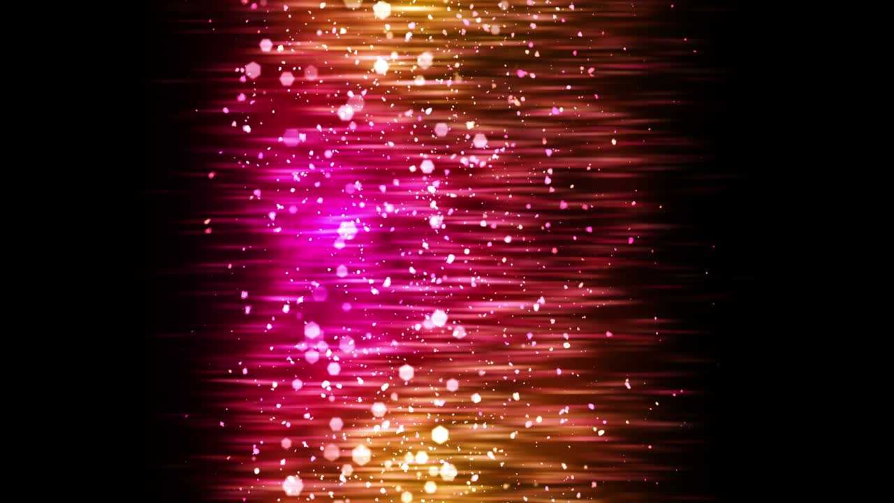 박이는 입자와 함께 럭셔리 반이는 조명. 반이는 빈티지 루프 애니메이션. 원형. 육각형. 선형. 화면 장식 개념. 빨간색과 노란색.