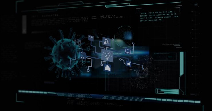 Animation of data processing and scanning on screen