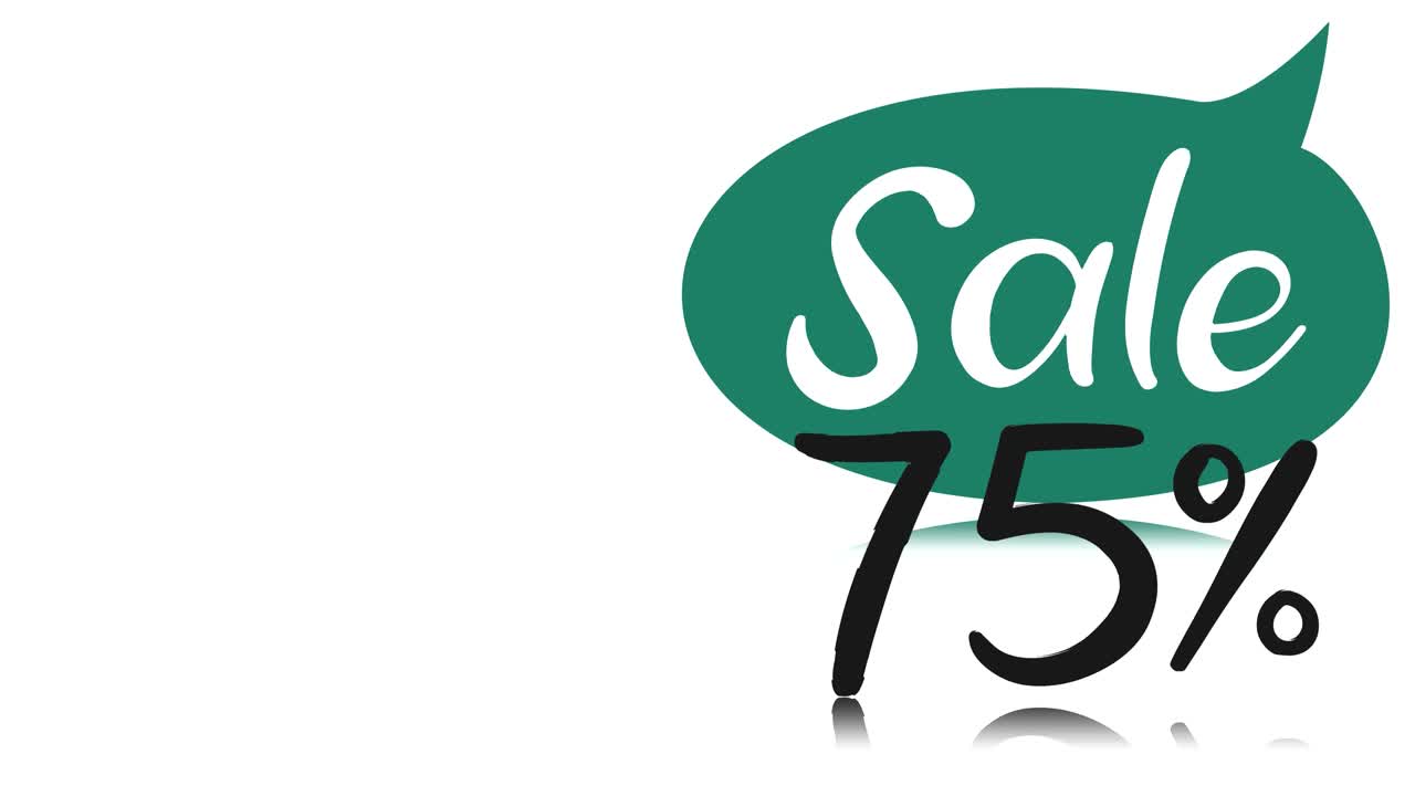 animation. advertising banner, poster. Speech bubble with inscription SALE, discount 75 percents, on white background. for online stores, sales, social networks, different internet platforms