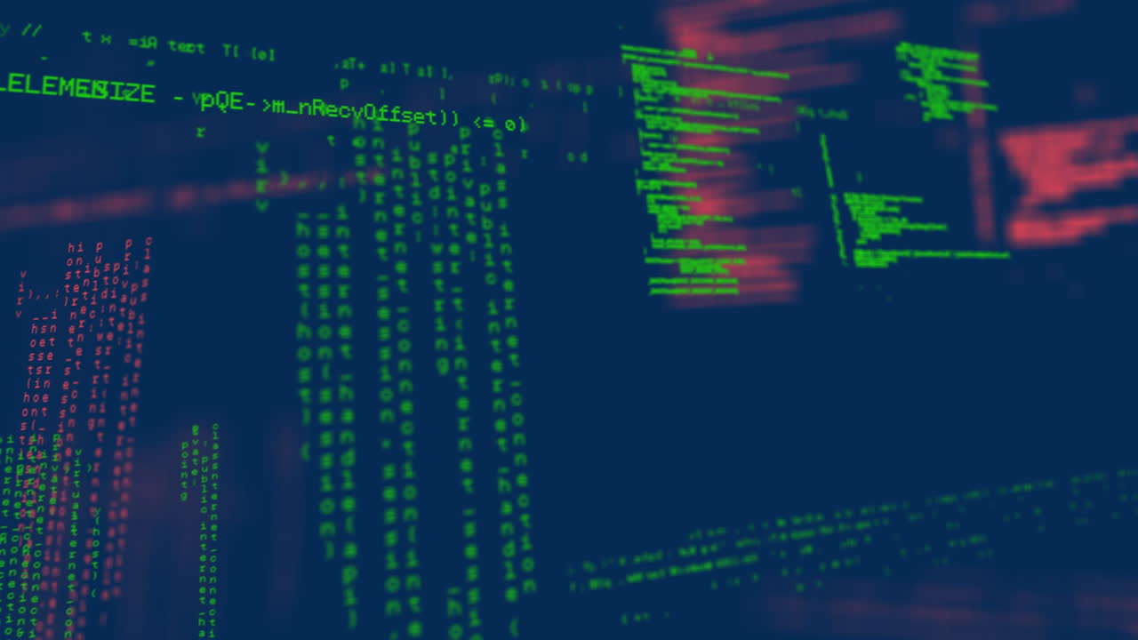 Animation of data processing on navy background