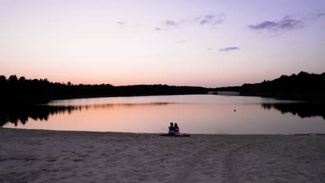 aerial view of big river at dusk