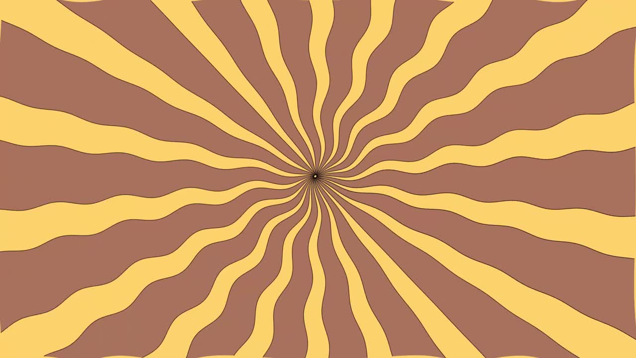 Retro style background 70s Style, spiral of brown and yellow animation, groovy