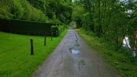 Roadside-view-with-greenery-environment-near-the-river-somewhere-in-France