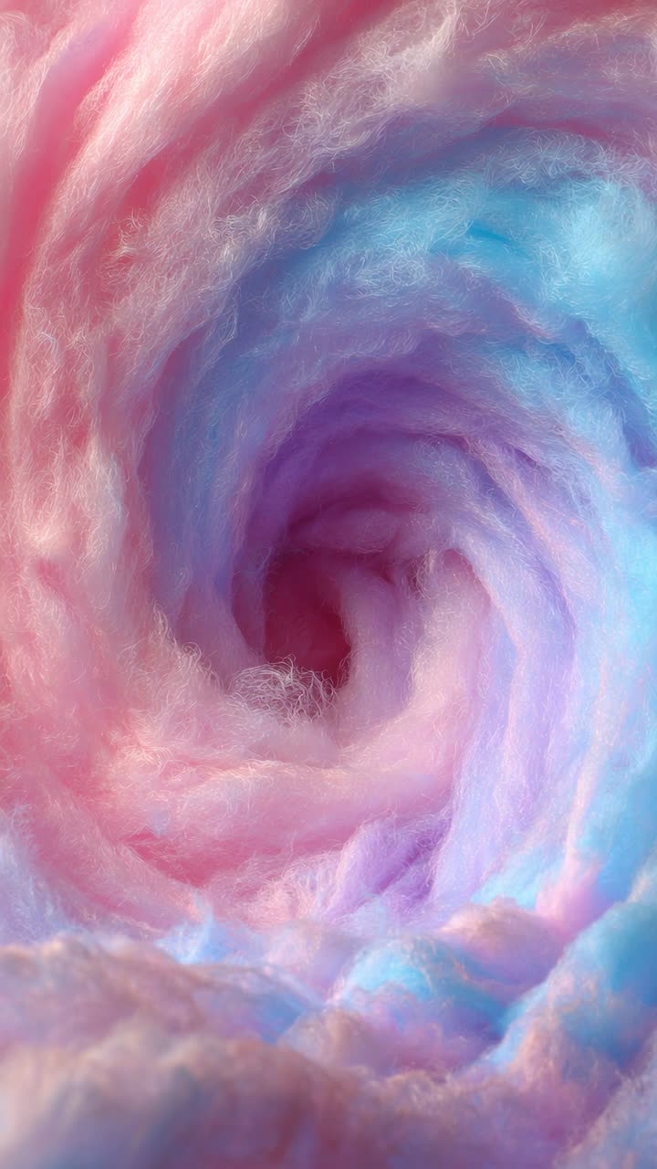 Vista macro di zucchero filato rosa e blu