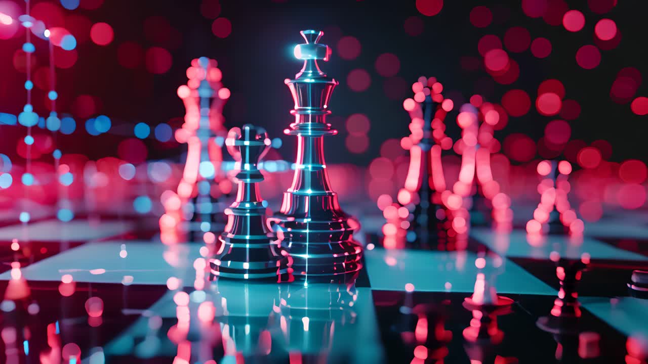 Glowing Chess King - Strategic Showdown
