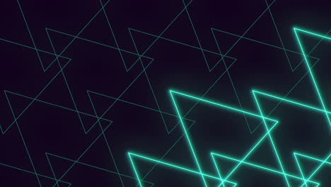 a mesmerizing image showcasing a black and blue backdrop adorned with luminous triangles emitting a vibrant neon green glow, creating a visually striking and captivating composition