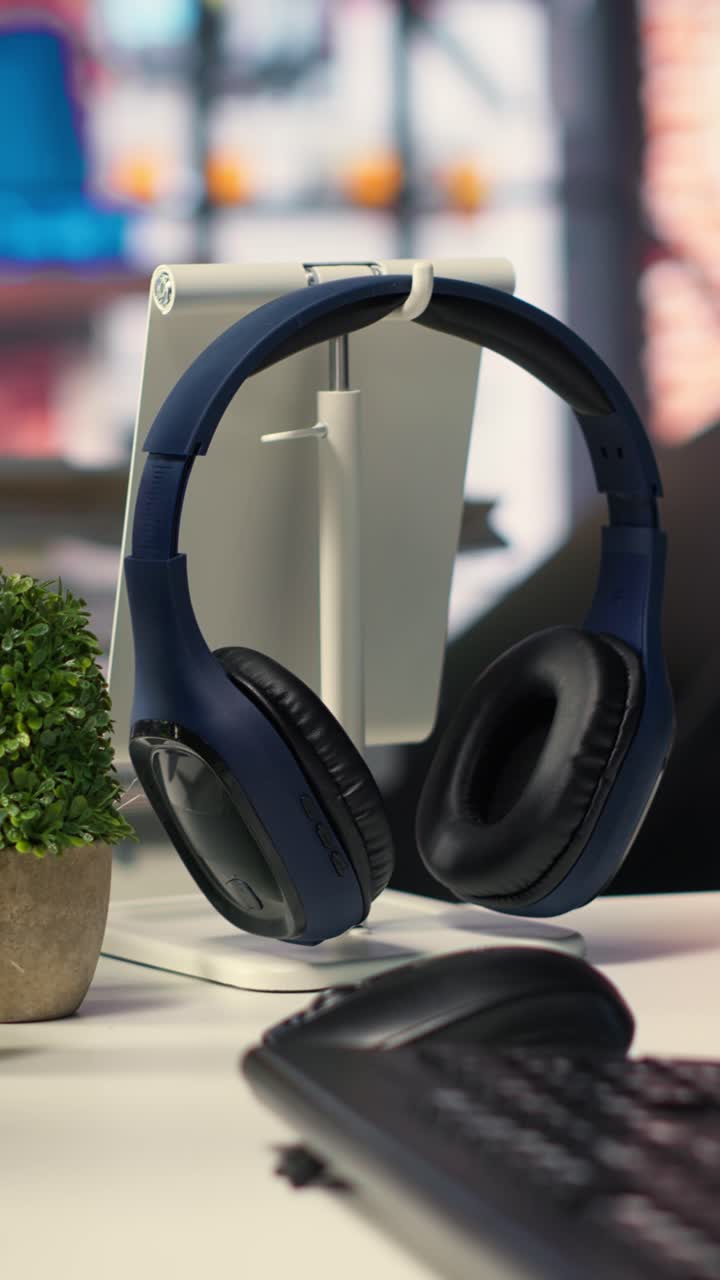 Vertical Video Administrative workspace in an empty IT agency with visual coding