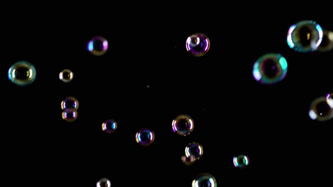 Soap Bubbles on Black Background