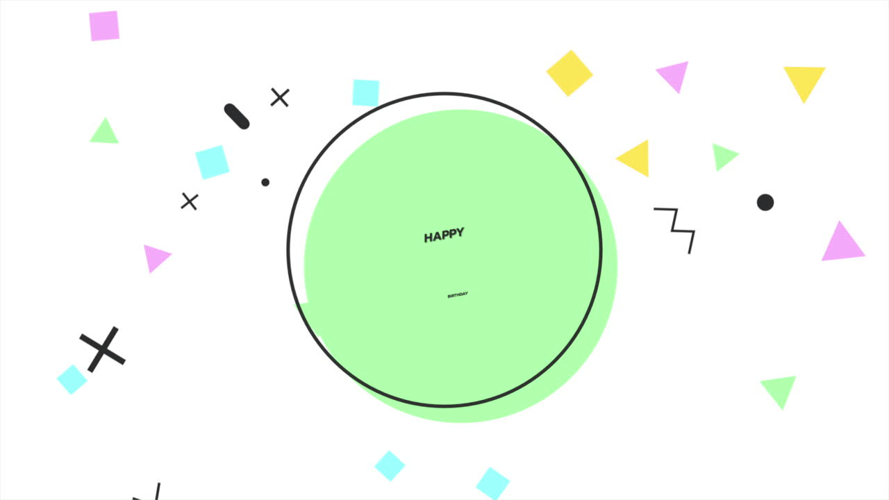 멘피스 기하학 패턴으로 추상적인 생일 축하 문자