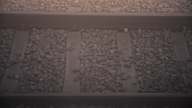 Railway tracks on gravel