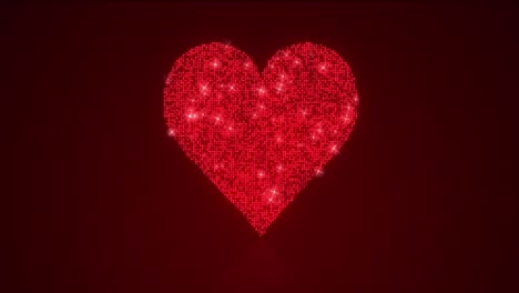 corazón rojo brillante bucle de fondo reflectante con mate
