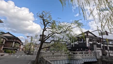 clouds moving over a peaceful town square