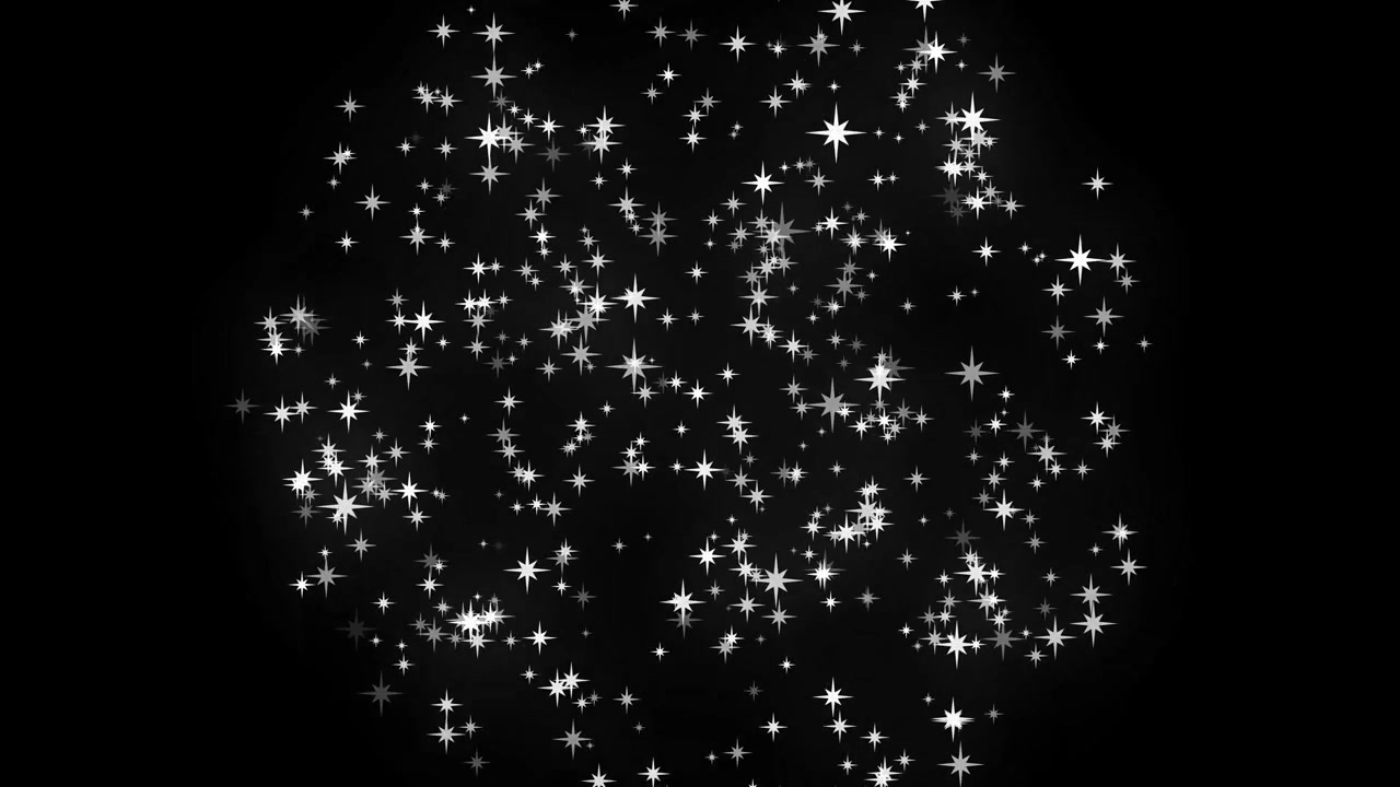 Animated White Star Particles Expanding and Fading on Black Background
