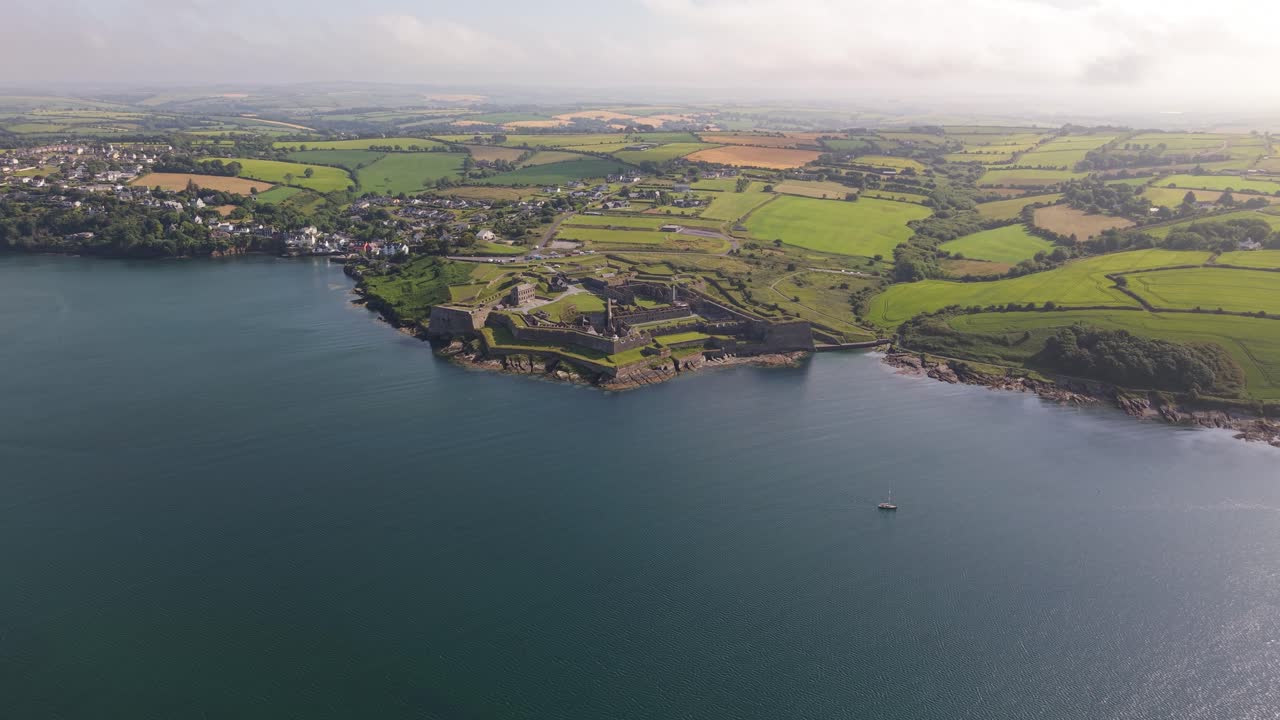 Wide Aerial View of Charles Fort and Kinsale Harbour in County Cork, Ireland